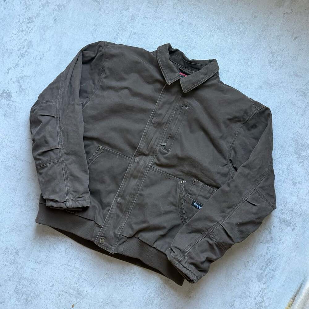 Wolverine Thinsulate Canvas Work Jacket Size Large Brown Cotton